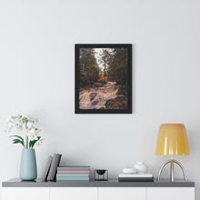 Load image into Gallery viewer, Canadian Waterfall - Wilderness Photography - Nature Photo Art - Maple Leaf - Framed Vertical Poster
