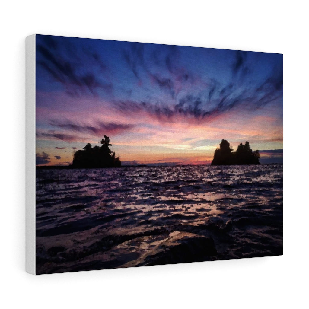 Dual Island Sunset Scene - Northern Ontario - Oil Sketch on Canvas | Canvas Gallery Wraps