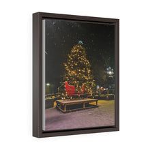 Load image into Gallery viewer, Town Square Christmas Tree - Snowy Old-fashioned Christmas - Small Town Cozy - Oil Sketch on Canvas | Vertical Framed Premium Gallery Wrap Canvas
