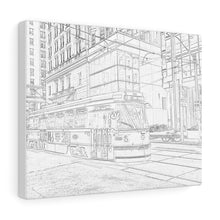 Load image into Gallery viewer, TTC Streetcar - Old Toronto - Toronto Urban Scene - Pencil Sketch Art | Canvas Gallery Wraps
