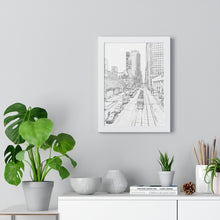 Load image into Gallery viewer, TTC Streetcar Toronto - Urban Scene - Toronto Photo Art - Old Toronto - Contrast Pencil Sketch | Premium Framed Vertical Poster
