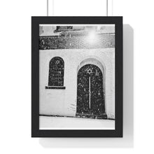 Load image into Gallery viewer, Old Synagogue - Black and White Pencil Sketch - Digital Print - Daguerreotype Style - Premium Framed Vertical Poster
