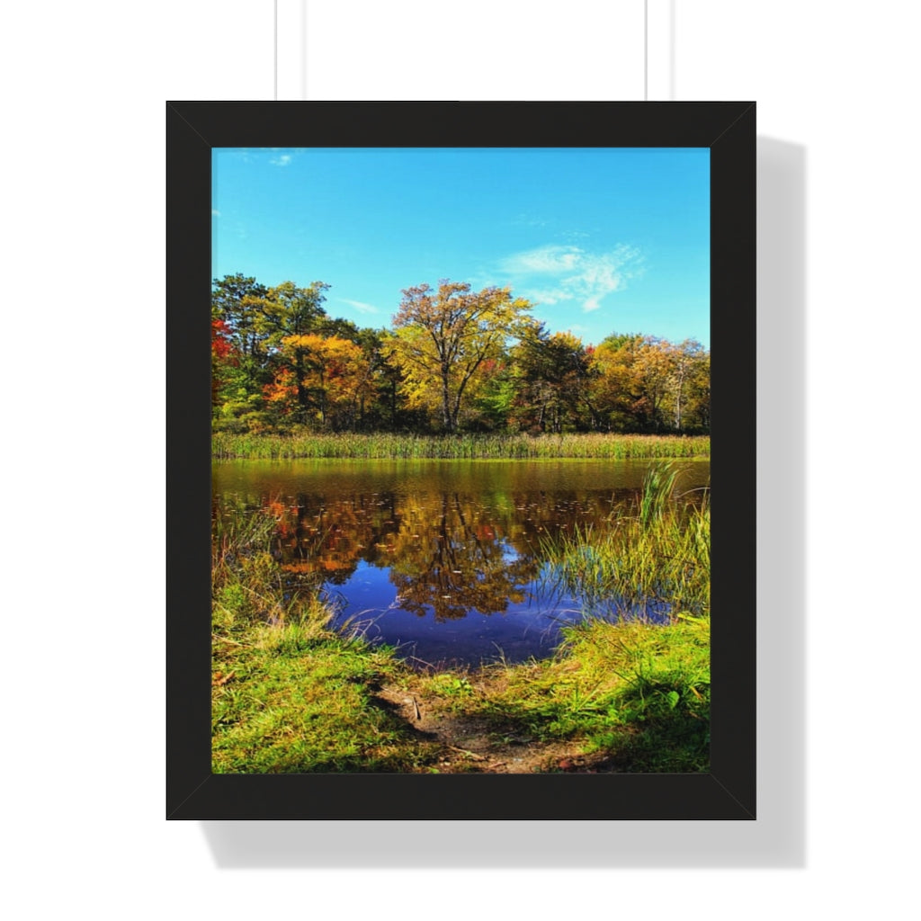 Yellow Autumn Leaves - Fallen Leaves - Autumn Photography Scene | Framed Vertical Poster