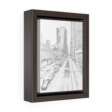 Load image into Gallery viewer, Toronto Street Car - Toronto Urban Scene - Toronto Photo Art - Old Toronto - Pencil Sketch | Vertical Framed Premium Gallery Wrap Canvas
