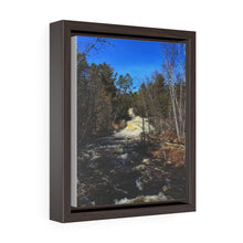 Load image into Gallery viewer, Northern Waterfall Winter Scene - Canadian Winter Beauty - Oil Sketch on Canvas | Vertical Framed Premium Gallery Wrap Canvas
