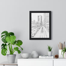 Load image into Gallery viewer, TTC Streetcar Toronto - Urban Scene - Toronto Photo Art - Old Toronto - Contrast Pencil Sketch | Premium Framed Vertical Poster
