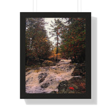 Load image into Gallery viewer, Canadian Waterfall - Wilderness Photography - Nature Photo Art - Maple Leaf - Framed Vertical Poster
