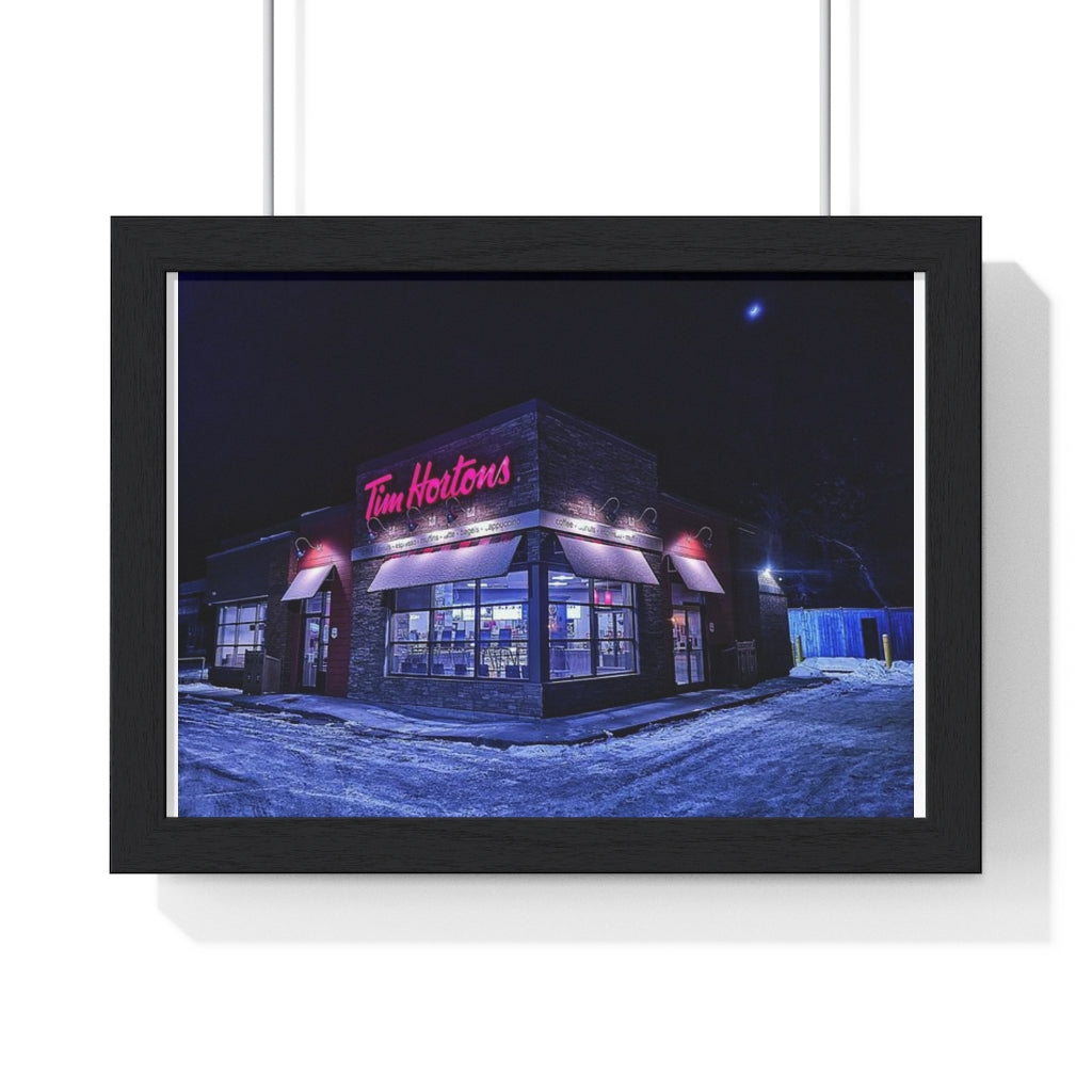 Tim Hortons Cyberpunk Piece - Canadiana Iconic Shot - Canadian Wall Art | Premium Framed Horizontal Poster