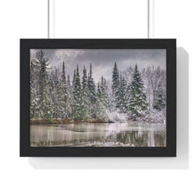 Load image into Gallery viewer, Nature Scene - First Snowfall and Ducks - Canadian Wilderness | Premium Framed Horizontal Poster
