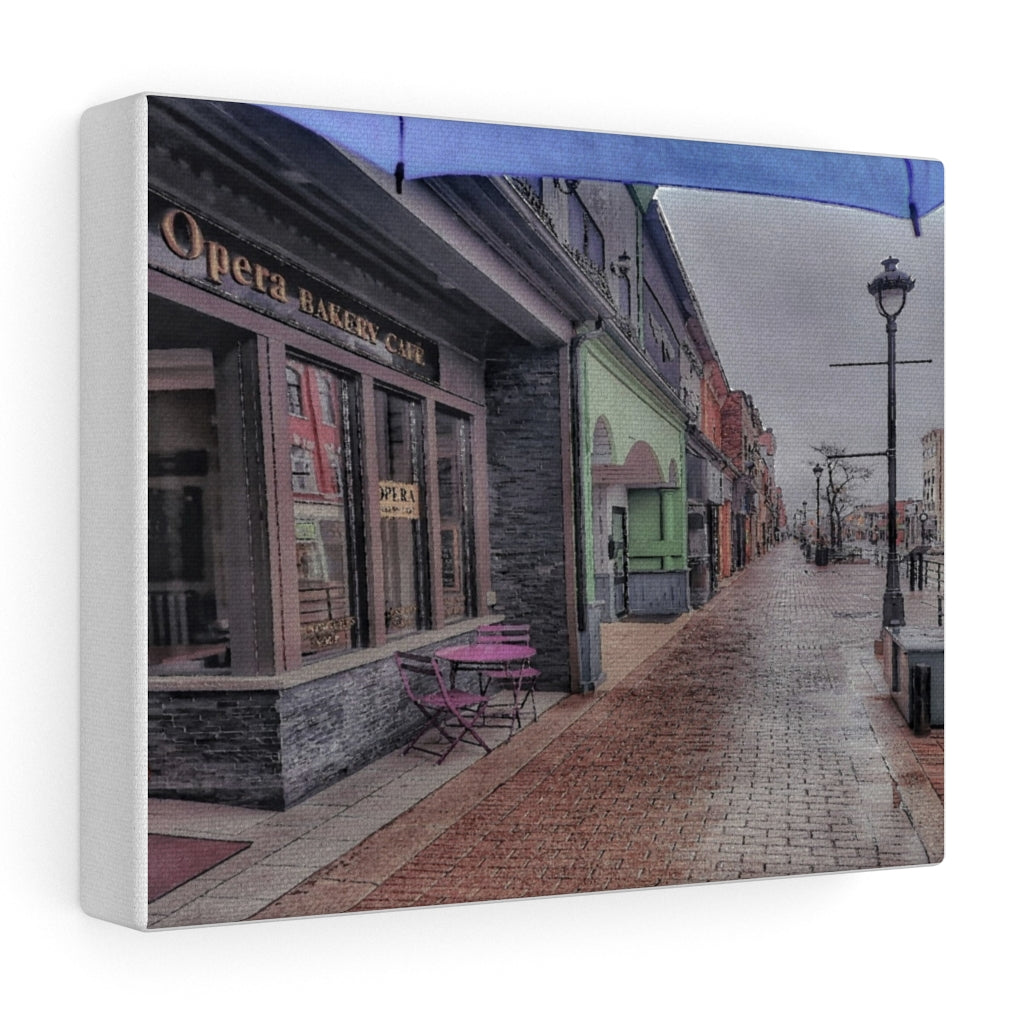 Opera Cafe Coffee Shop In Rain - Patio Cafe - Euro-Inspired Photo Art - Urban Cafe Scene - Oil Painting Art | Stretched canvas