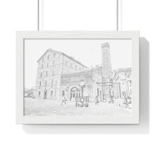 Load image into Gallery viewer, Toronto Distillery District - Toronto Urban Scene - Toronto Photo Art - Old Toronto - Pencil Sketch Art | Premium Framed Horizontal Poster
