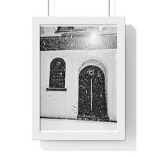 Load image into Gallery viewer, Old Synagogue - Black and White Pencil Sketch - Digital Print - Daguerreotype Style - Premium Framed Vertical Poster
