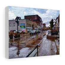 Load image into Gallery viewer, Quaint Small Town Main Street - Rainy Day Old Buildings - Oil Sketch on Canvas | Canvas Gallery Wraps
