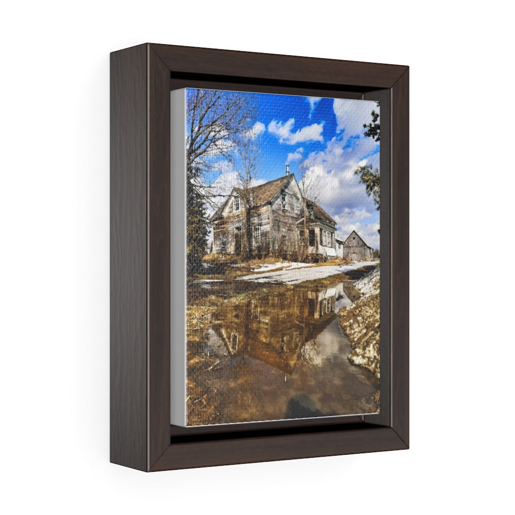 Abandoned Farm House - Abandoned Reflection Shot - Country Scene - Oil Sketch on Canvas | Vertical Framed Premium Gallery Wrap Canvas