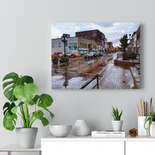 Load image into Gallery viewer, Quaint Small Town Main Street - Rainy Day Old Buildings - Oil Sketch on Canvas | Canvas Gallery Wraps
