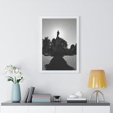 Load image into Gallery viewer, Cenotaph Sunlight Honor - Sunrise Photography and Art - Black and White Photo - Framed Vertical Poster
