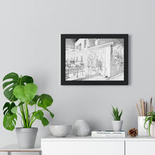 Load image into Gallery viewer, Pencil Sketch Nightlife Scene - Old Style - Black and White | Premium Framed Horizontal Poster
