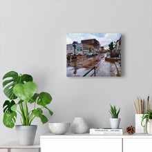 Load image into Gallery viewer, Quaint Small Town Main Street - Rainy Day Old Buildings - Oil Sketch on Canvas | Canvas Gallery Wraps
