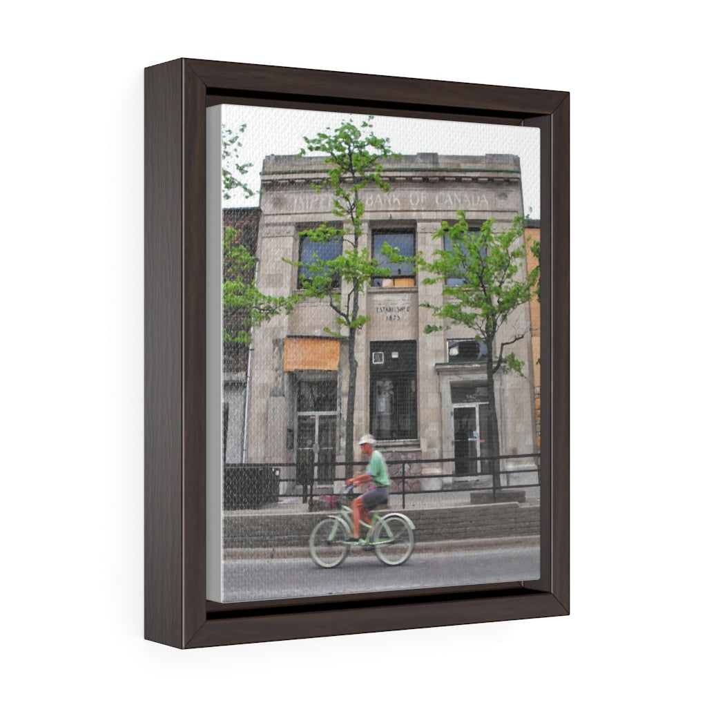 Main Street Small Town - Urban Art Scene - Oil Sketch on Canvas | Vertical Framed Premium Gallery Wrap Canvas