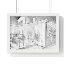 Load image into Gallery viewer, Pencil Sketch Nightlife Scene - Old Style - Black and White | Premium Framed Horizontal Poster
