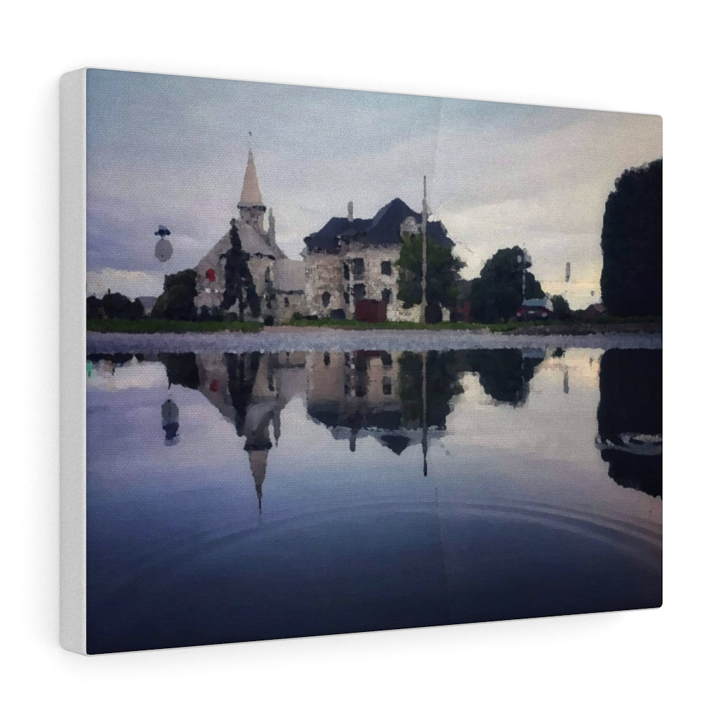 Rainbow Reflection Scene - Cathedral Urban Scene - Hope and Healing - Oil Sketch on Canvas | Canvas Gallery Wraps