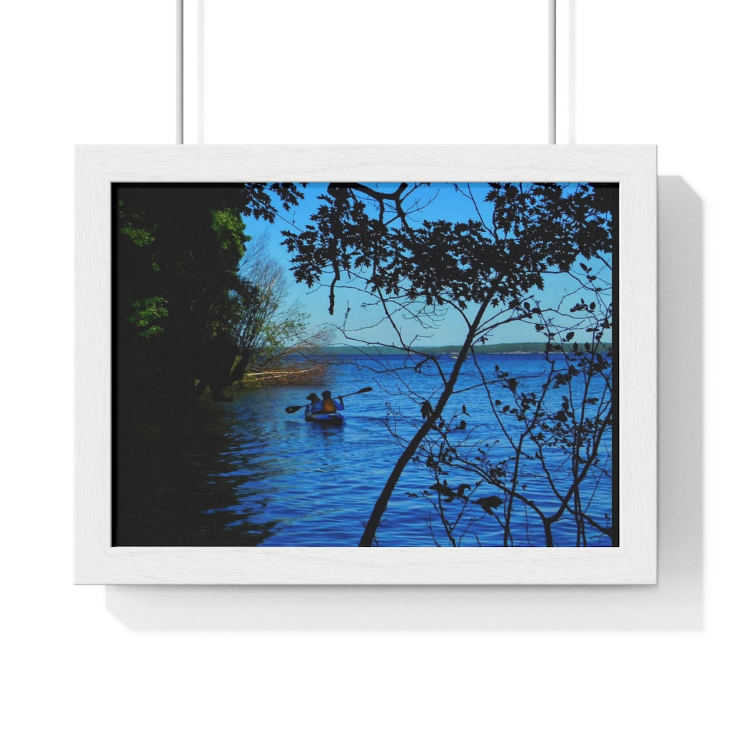 Man or Woman's Best Friend - Nature Lover - Kayaking In Wilderness - Premium Framed Horizontal Poster