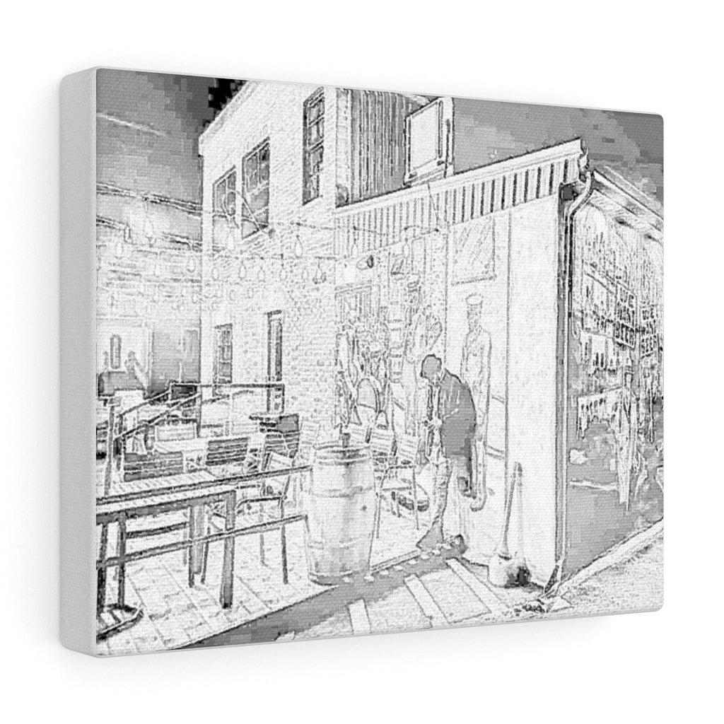 Pencil Sketch on Canvas - Swanky Taphouse Sketch - Black and White - Urbanity  | Canvas Gallery Wraps