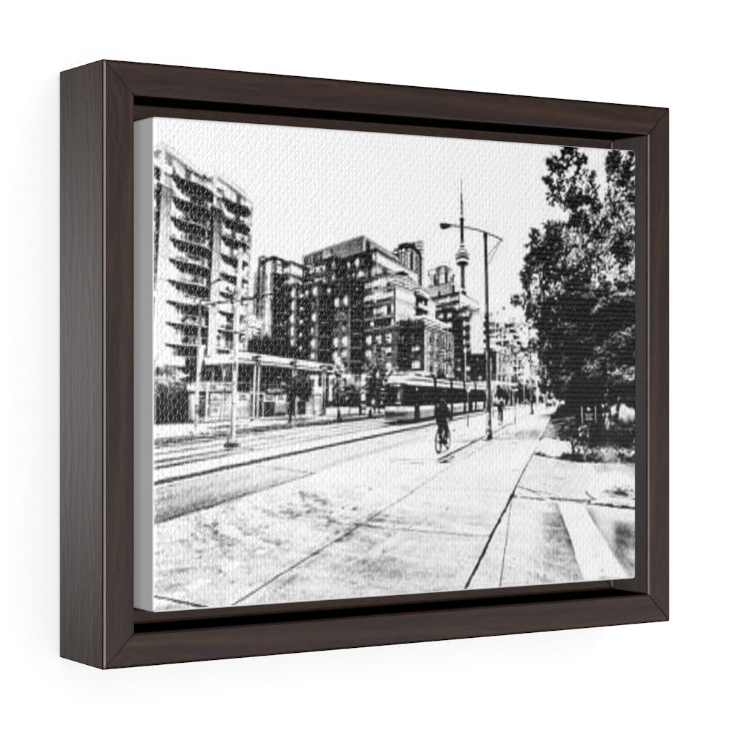 Iconic Toronto - Urban Photography - Pencil Sketch Art | Horizontal Framed Premium Gallery Wrap Canvas