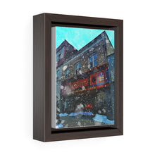 Load image into Gallery viewer, Toy and Book Store - Snowy Old Fashioned Christmas Scene - Small Town - Oil Sketch on Canvas | Vertical Framed Premium Gallery Wrap Canvas
