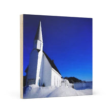 Load image into Gallery viewer, Nordic Style Church Scene - Winter Wooden Chapel - Scandinavian Inspired - Oil Sketch on Canvas | Wood Canvas
