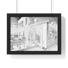 Load image into Gallery viewer, Pencil Sketch Nightlife Scene - Old Style - Black and White | Premium Framed Horizontal Poster
