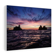 Load image into Gallery viewer, Dual Island Sunset Scene - Northern Ontario - Oil Sketch on Canvas | Canvas Gallery Wraps
