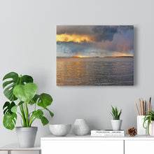 Load image into Gallery viewer, Rainbow Sunrise Sunset - Lake Nipissing - Northern Canadian Lake Scene - Oil Sketch on Canvas |  Gallery Wraps
