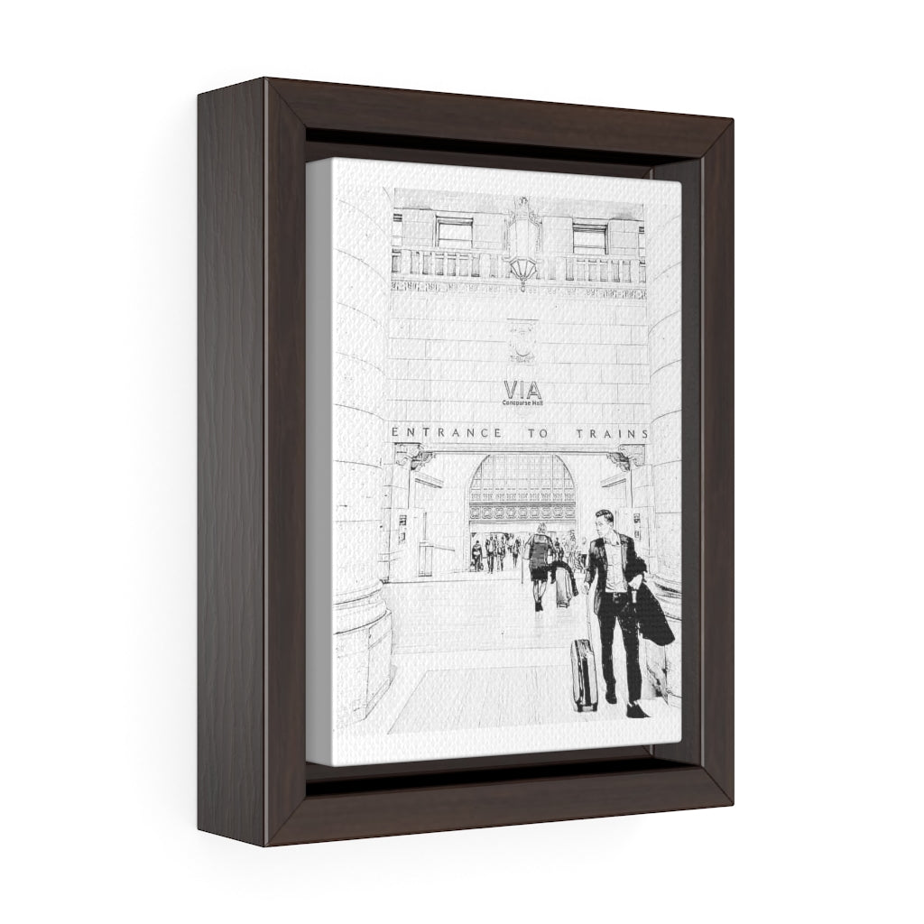 Toronto Union Station - Luxurious Gentleman Pose - Pencil Sketch | Vertical Framed Premium Gallery Wrap Canvas